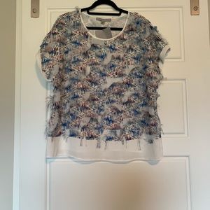 Andrew Marc Blue Feather Shirt